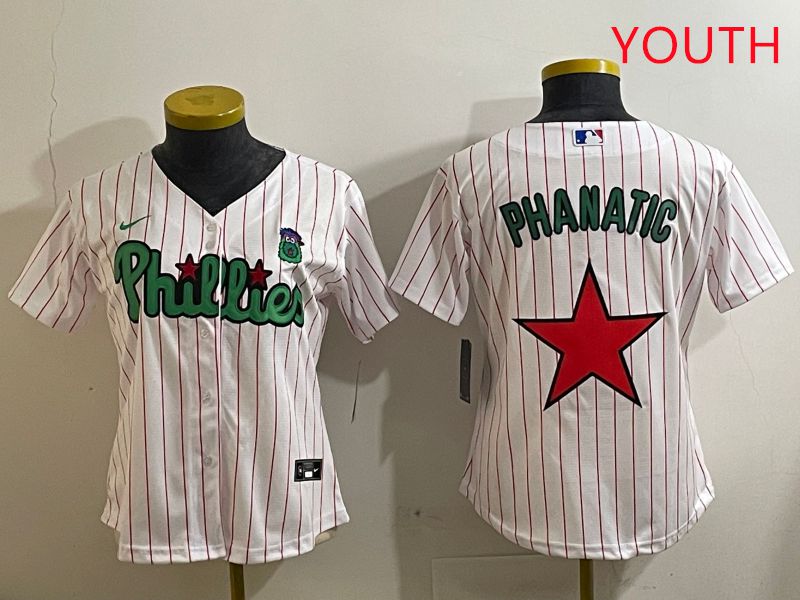 Youth Philadelphia Phillies Blank White Stripe Second generation joint name 2025 Nike MLB Jersey style 10->los angeles lakers->NBA Jersey